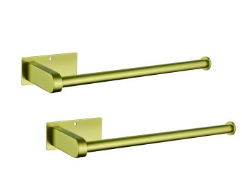 2 Pack Paper Towel Holder Wall Mount, Brushed gold Paper Towel Holder Under Cabinet, Self Adhesive Paper Towel Holders, Kitchen Towel Holder for Kitch