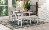 TREXM 6-Piece Classic Dining Table Set, Rectangular Extendable Dining Table with two 12"W Removable Leaves and 4 Upholstered Chairs & 1 Bench for Dini