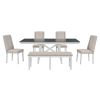 TREXM 6-Piece Classic Dining Table Set, Rectangular Extendable Dining Table with two 12"W Removable Leaves and 4 Upholstered Chairs & 1 Bench for Dini