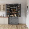 [Assembly Video Provided]TOPMAX 77inch Farmhouse Kitchen Pantry, Freestanding Tall Cupboard Storage Cabinet with 3 Adjustable Shelves, 8 Door Shelves,
