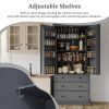 [Assembly Video Provided]TOPMAX 77inch Farmhouse Kitchen Pantry, Freestanding Tall Cupboard Storage Cabinet with 3 Adjustable Shelves, 8 Door Shelves,