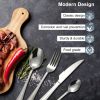 24-Piece Silverware Set, Stainless Steel Flatware Set Service for 6, Tableware Cutlery Set for Home Restaurant Party, Dinner Forks/Spoons/Knives, Squa