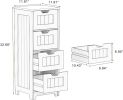 White freestanding storage cabinet with 4 drawers; suitable for bathroom; living room; kitchen